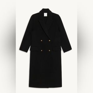 Sandro double breasted wool coat in black